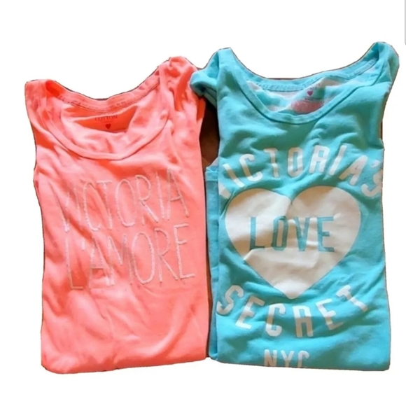 Victoria's Secret Other - 2 Victoria SECRET Pajama Top Shirts XS orange blue